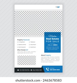 Real estate flyer template, property sale flyer design, professional residential brochure, poster template