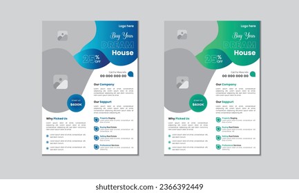 Real Estate Flyer Template, Vector Design, Corporate Real Estate Flyer Template, property sale flyer design, Real Estate Gradient Design , Flyer Design, vector template in A4 size
