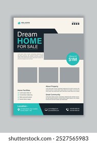 Real estate flyer template vector, modern home sale flyer, Dream Home For Sale Luxury Real Estate Brochure