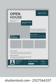 Real estate flyer template vector, Modern Open House Real Estate Flyer Design