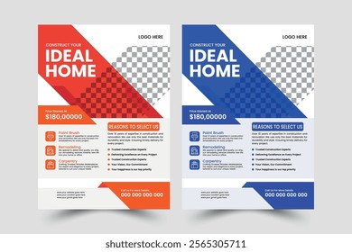 Real Estate Flyer Template, Vector Design, Corporate.Unique Flyer Design, Vector Flyer, Print Ready.