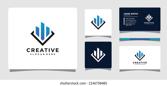 Plantilla De Logotipo De Geometría Inmobiliaria Con Inspiración De Diseño De Tarjeta De Negocio