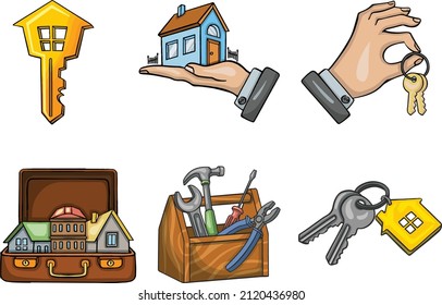 Immobilien, die Schlüssel zu einer neuen Wohnung, Immobilien-Set