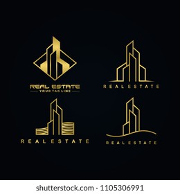 Real Estate Gold Color Logo Set