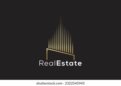 Real estate gold logo design vector template