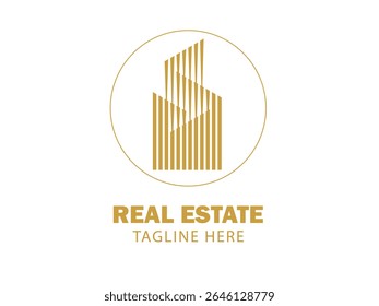 Real estate golden logo design with typography
