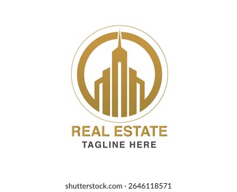 Real estate golden logo designs with typography