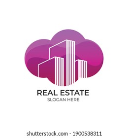 plantilla de diseño de logotipo de gradiente inmobiliario