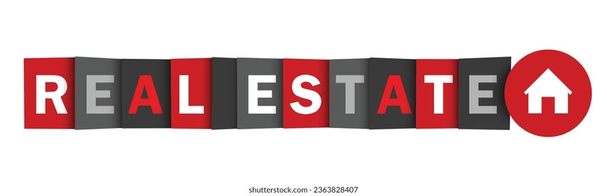REAL ESTATE gray and red vector web button