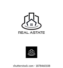 logotipo de grupo inmobiliario, iconos abstractos de alta construcción y vivienda, ilustraciones vectoriales