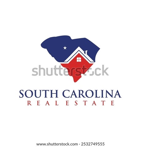 real estate group vector design logo south carolina city with city map and houses	
