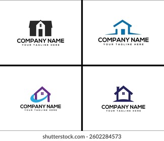 Real estate growth concept Vector set of abstract  templates in simple linear style Logo Design.