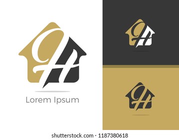 Real Estate H letter logo design, letter h in home vector icon.