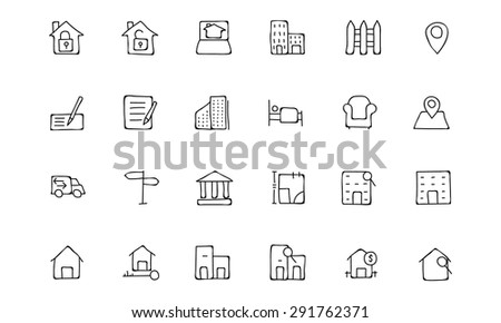 Real Estate Hand Drawn Doodle Icons
