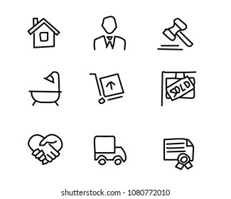 real estate hand drawn icon set design illustration, hand drawn style design, designed web and app