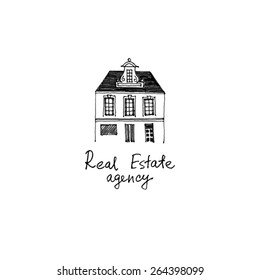 Real estate hand drawn logo template