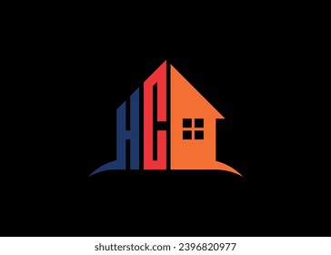 Real Estate HC Logo Design On Creative Vector monogram Logo template.Building Shape HC Logo