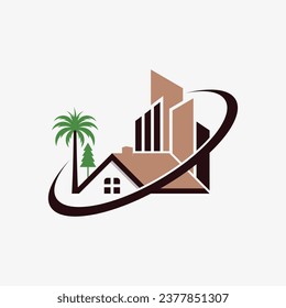 Real estate, home and building logo design vector with creative element concept