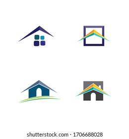 Real estate and home buildings logo icons template stay at home