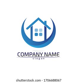 Real estate and home buildings logo icons template stay at home