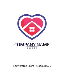 Real estate and home buildings logo icons template stay at home