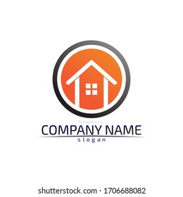 Real estate and home buildings logo icons template stay at home