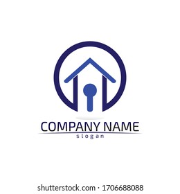 Real estate and home buildings logo icons template stay at home