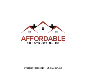 Real Estate and Home Construction Logo Design: Abstract House, Home Repair, Roofing, Remodeling, Handyman Services, Renovation, and Decor Icon for Real Estate, Architecture and Home Services Branding.