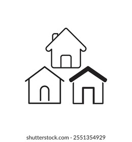 real estate home and house building apartment logo icon outline vector art flat design