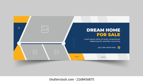 Real estate home house rent sale social media post cover page, timeline flyer web banner template design, social media cover