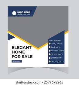 Real estate home house rent buy sale social media post design web template square flyer banner poster