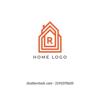 Real Estate Home Logo Concept sign icon symbol Design Line Art Style with Letter R. Realtor, Mortgage Logotype. Vector illustration logo template