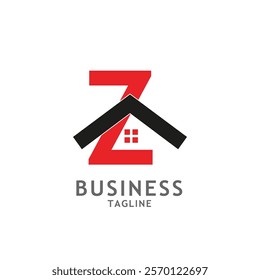 Real estate home logo design in letter Z shape template.