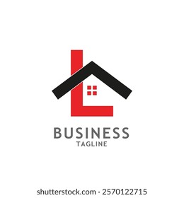 Real estate home logo design in letter L shape template.