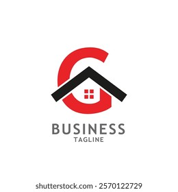 Real estate home logo design in letter G shape template.