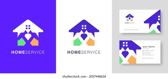 Real estate home Logo, Fix house or village Vector Logo Design suitable for architecture, handyman, bricolage, repairman company with Premium Business Card Vector illustration