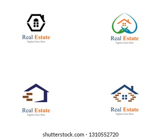 Real estate home logo template design