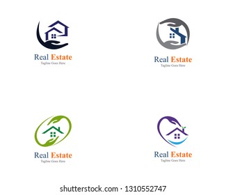 Real estate home logo template design