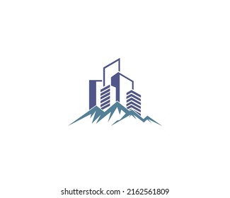 Real Estate Home And Mountain Logo Design. Modern And Monogram Template  Black Background.