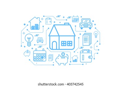 Real estate home outline icon concept illustration