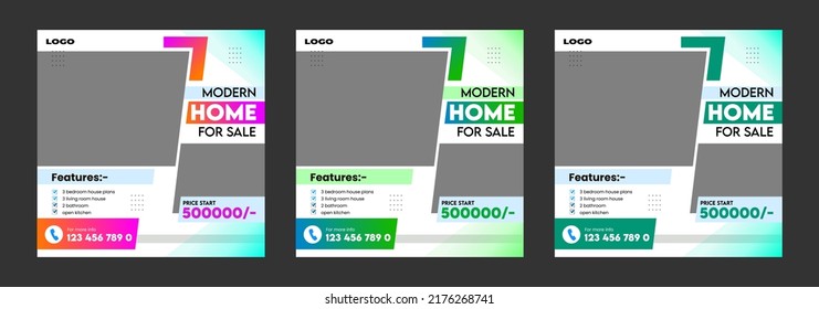 Real estate home property sale post or social media square web banner template