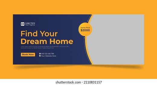 Real estate home for sale facebook cover template