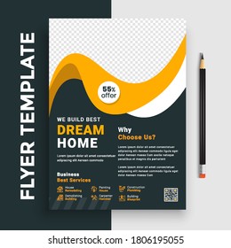 Real Estate and Home sale flyer template design, Leaflet, Flyer Design, Book Cover with wave Design, and A4 Magazine.