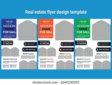 Real estate home sale flyer template. Real Estate Flyer Design fully editable design 