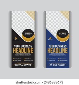 Real estate home sale roll up banner template, with creative design and creative layout, Property sale roll up banner design
