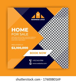 Real estate home sale social media marketing post design - Building industrial social banner 