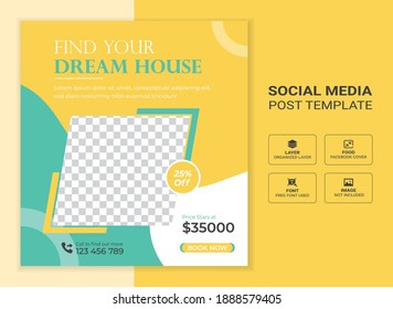 Real estate home sale social media Post banner, Real estate digital marketing corporate social media cover banner template promotion