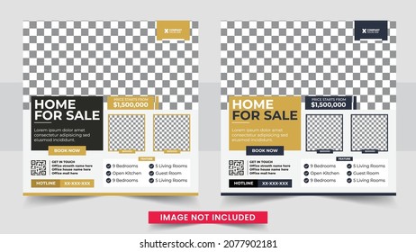 Real estate home sale social media post or square web banner template. Real Estate Social Media Post Template, Editable Post Template Social Media Banners