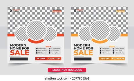 Real estate home sale social media post or square web banner template. Real Estate Social Media Post Template, Editable Post Template Social Media Banners
