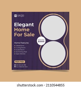 Real estate home for sale social media post template